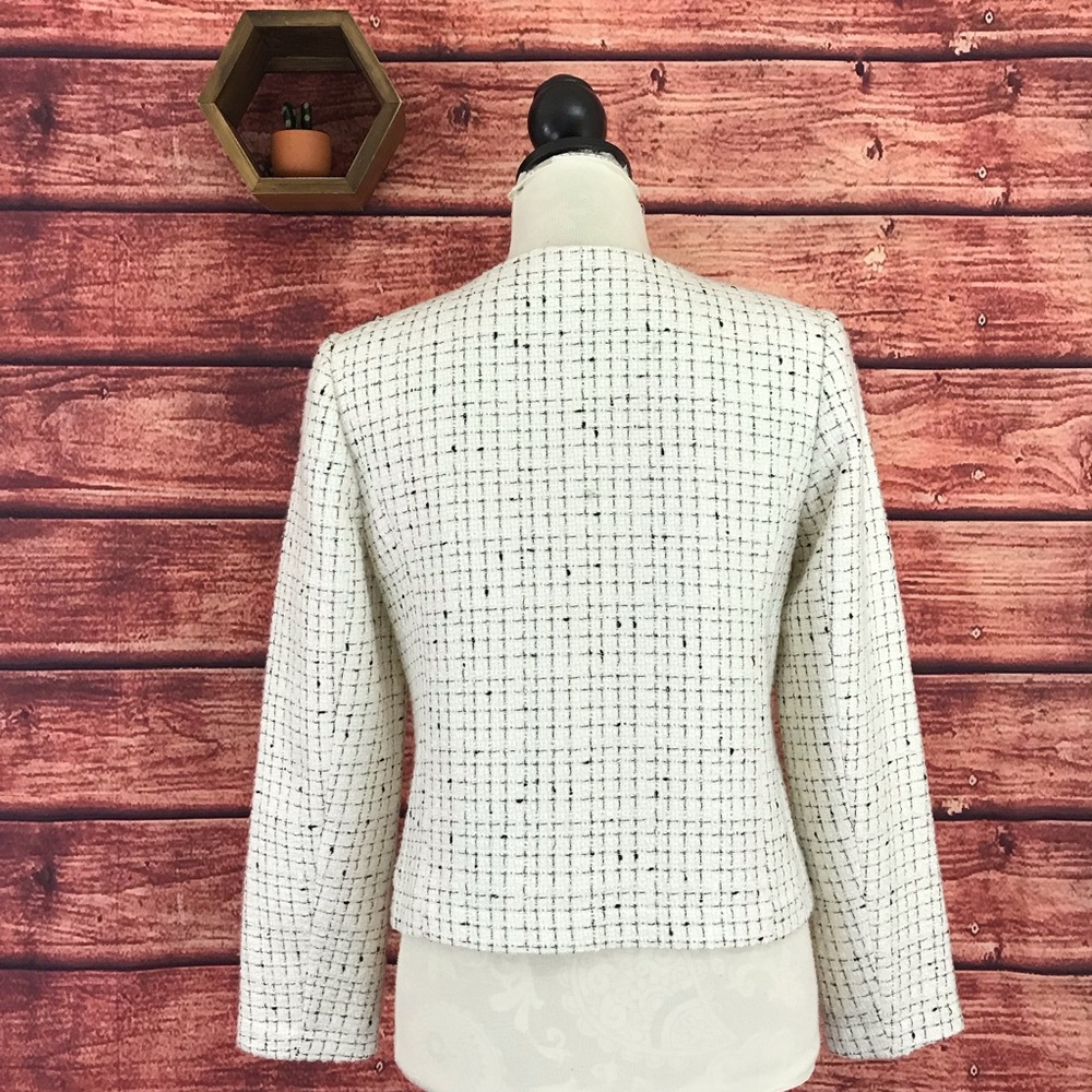 Banana Republic Boucle Tweed Moto Jacket 8P Ivory - Picture 4 of 8
